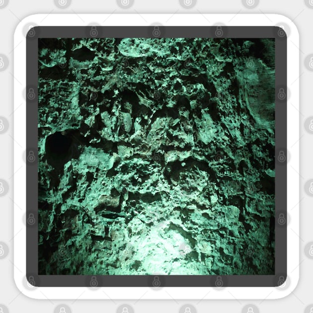 Green cave wall water texture canvas unique art Sticker by kamdesigns